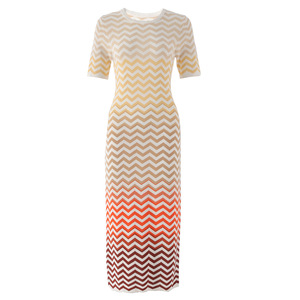 Nuovo abito estivo da <span class=keywords><strong>donna</strong></span> di alta qualità con cuciture Color <span class=keywords><strong>arcobaleno</strong></span> sfumate lavorato a maglia abito lungo elastico sottile - Product Image 6