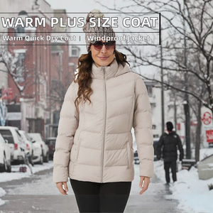 Dernière mode d'hiver, veste matelassée respirante coupe-vent à séchage rapide en nylon uni avec logo, grande taille pour femmes, manches longues, service OEM - Product Image 2