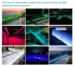 Balustrade en verre sans cadre HDSAFE pour restaurant en <span class=keywords><strong>bord</strong></span> <span class=keywords><strong>de</strong></span> <span class=keywords><strong>mer</strong></span>, garde-corps <span class=keywords><strong>de</strong></span> balcon en U avec <span class=keywords><strong>éclairage</strong></span> LED, balustrade en verre pour terrasse - Product Image 3