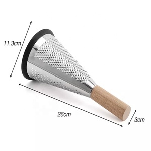 Rallador profesional de acero inoxidable para frutas y verduras, trituradora de queso con mango de madera, 3 lados - Product Image 6