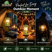 ELETREE Lampe de camping LED portable rechargeable 4000mAh avec haut-parleur Bluetooth, autonomie de 13h, pour le camping, les voyages et la randonnée