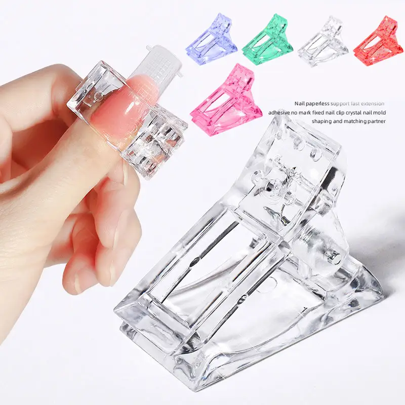 Poly UV gels Clips Transparent Pink Poly Nail Gel Tools Manicure For Extension Forms Nail Art Acrylic Clip Kit