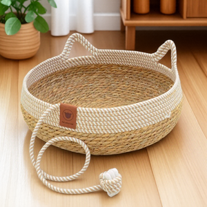 Groot winterwarm kattenbed van geweven natuurlijk riet, geschikt voor alle seizoenen, huisdierbenodigdheden groothandel - Product Image 5