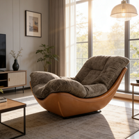 Fauteuil Lounge de Style Nordique Minimaliste, Fauteuil Surdimensionné, Revêtement en Velours Teddy, Relaxation, Canapé Simple pour Appartement Loft