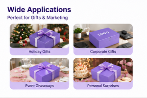 Caja de Regalo Reutilizable Morada de 5 Cajones con Logotipo en Dorado y Insertos Personalizados para Regalos Minoristas, Caja de Regalo Personalizada para Calendario de Adviento - Product Image 2