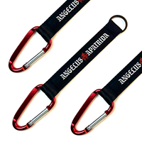Gantungan Kunci Carabiner Logam Paduan Seng Kustom dengan Tali Lanyard Polyester untuk Pendakian, Tali Pergelangan Tangan Promosi, Gantungan Kunci Carabiner