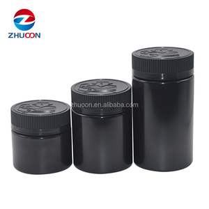 PET 150ml black 52mm wide mouth child resistant crc bottle hemp medicine jar