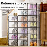 Boîte à chaussures rectangulaire moderne en plastique PPABS grande taille, à ouverture latérale, avec cadre double extrémité, personnalisable, forte capacité de charge, haute valeur esthétique