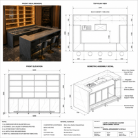 Comptoir de bar à vin moderne super luxueux sur mesure, vitrine pour restaurant musical, boutique