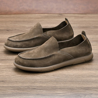 Mocasines de Ante para Hombre, con Punta Cerrada, Parte Superior de Cuero Genuino, Suela de Goma, Entresuela de EVA, Forro de Cuero Genuino, Cómodos y Resistentes