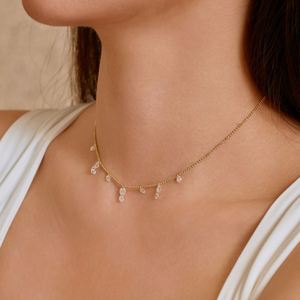 Collier pendentif femme Dylam, nouveau design, argent S925, chaîne à perles anti-décoloration, pierres multiples, diamant, zircone cubique 5A, pompon - Product Image 2