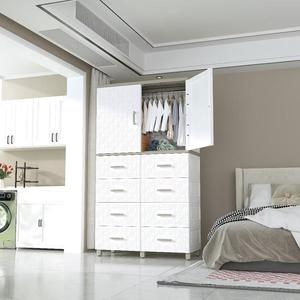 5 couches enfants doubles portes vêtements suspendus armoire <span class=keywords><strong>en</strong></span> <span class=keywords><strong>plastique</strong></span> pliant jouets <span class=keywords><strong>coffre</strong></span> de rangement armoire à tiroirs avec roues - Product Image 2