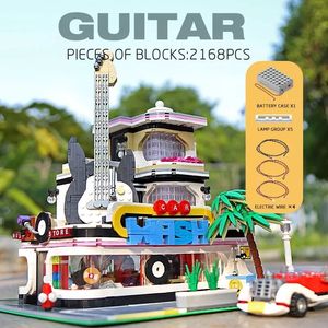 Stampo re 16002 2168 pz Street View Serie Beach <span class=keywords><strong>Guitar</strong></span> House Building Block modello tecnico educativo Festival del giocattolo regalo - Product Image 6