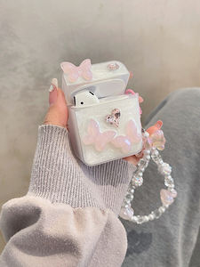 Housse de protection papillon 3D avec chaîne pour <span class=keywords><strong>Apple</strong></span> <span class=keywords><strong>Airpods</strong></span> <span class=keywords><strong>1</strong></span>/2/3 Pro 2 Housse de protection pour écouteurs à bas prix pour femme - Product Image 2