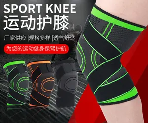 Wholesale Dukungan Lutut Pelindung Fashion Olahraga Lutut Lengan Rajut Elastis Lutut Brace dengan Perban