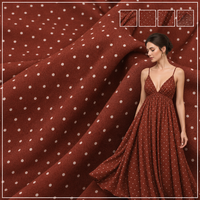 Tissu tissé 55% Rayonne 45% Viscose à pois roux-brun, doux et fluide, imprimé numérique 5D, léger, pour robes, chemisiers et jupes pour filles et femmes