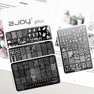 9.5X14.5cm grande taille Nail Art estampage plaque feuille fleur dessins géométriques Nail Art modèle Graffiti polonais impression pochoirs - Product Image 2