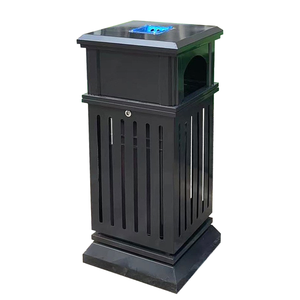 Nhà Máy Bán Đen Miệng Duy Nhất Ngoài Trời Thùng Rác Thùng Mạ Kẽm Tấm Lưu Trữ Dọc Xô Cho Đường Phố Quản Lý Chất Thải - Product Image 3