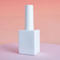 En stock – Flacons en verre pour vernis à ongles en gel 12 ml/15 ml – Blanc mat/noir – Formes carrée et ronde – Bouchon à pinceau – Sérigraphie givrée