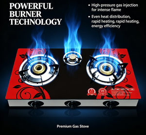 <span class=keywords><strong>Estufa</strong></span> de Gas Portátil Ecológica de 2.5 Quemadores, Vidrio Templado de 7mm, Quemadores de Latón, Encendido Automático, Bajo Consumo, Certificación ISO - Product Image 1