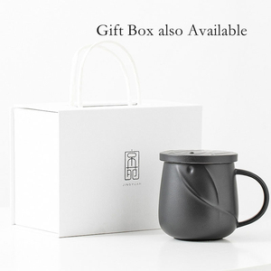 Nouvelle tasse à thé en céramique 12oz avec Logo gravé personnalisé, noir et blanc mat avec infuseur et couvercle - Product Image 5