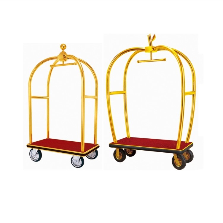 Stainless Steel Concierge Birdcage Hotel Hanger Cart Luggage Trolley