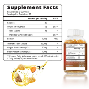 Curcuma & Gingembre Gommes à base de plantes Supplément d'aide au sommeil naturel pour adultes Soulagement du stress Soutien immunitaire Soulagement de l'anxiété - Product Image 4