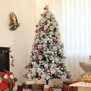 Árbol de Navidad Artificial Preiluminado de 6.5 Pies, 350 Luces LED Multicolores, Puntas Nevadas, Brillo Cálido, Base Metálica Ligera, para Interiores - Product Image 2