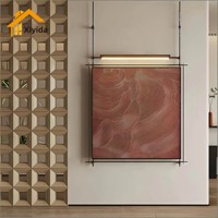 Peinture murale abstraite lumineuse imprimée de style médiéval moderne avec cadre métallique carré, éclairage d'ambiance pour entrée, art mural pour hôtel