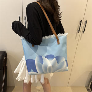 תיק נשים לנשים תיק קניות גדול קיבולת tote לוטוס נשים מזדמנים עבור מתנות שם מותאם אישית - Product Image 4