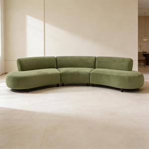 Canapé modulaire incurvé en polaire vert foncé, style minimaliste moderne, canapés de salon, utilisation de loisirs, canapé en tissu - Product Image 4