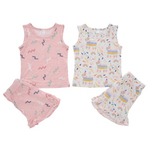 Neonato Design personalizzato vendita calda abbigliamento per bambini abbigliamento per bambini abiti per ragazze traspiranti 2 pezzi pigiama a costine in cotone set di vestiti per bambini - Product Image 2