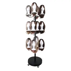 Shop Hair Wig Metal Display Stand Receiving Shelf Floor Standing Mannequin Heads Wig Display Rack