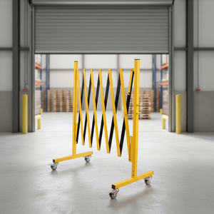 Barrière extensible en acier robuste de 3 m, clôture de sécurité télescopique pliable pour entrepôt, atelier et sécurité industrielle - Product Image 4