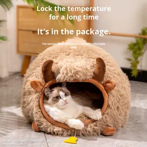 Kediler köpekler için yün yuva kare çıkarılabilir polar yuva kış Pet yatak - Product Image 1