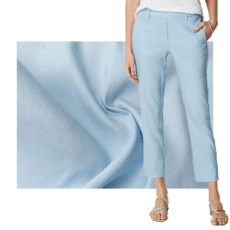 Mizuda Chất lượng cao dệt Stretch đồng bằng vải linen Viscose cho quần tùy chỉnh màu sắc mẫu miễn phí