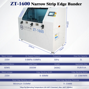 Enchapadora de Cantos Automática WANJIA ZT-1600 para Tiras Estrechas con Pegamento <span class=keywords><strong>PUR</strong></span> de Fusión en Caliente y Control PLC - Product Image 6