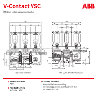 Interrupteur à vide haute tension A-BB VSC 12-400A 110VDC SCO NST 12kV 400A, cuivre, 3 pôles, mécanisme magnétique bistable, montage enfichable