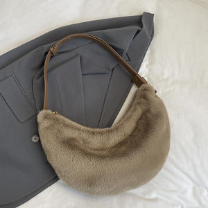 Sac seau en fourrure moelleuse pour femme Runhe3518, sac à bandoulière en laine douce avec fermeture éclair et poche intérieure, automne 2025 - Product Image 4
