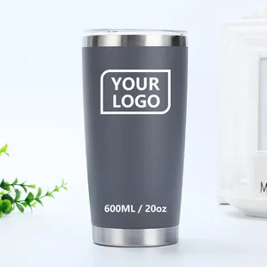 Özel 20oz özelleştirmek çift duvarlı toz kaplı tumbler paslanmaz çelik yalıtımlı vakumlu termal bardak kahve seyahat kapaklı kupa