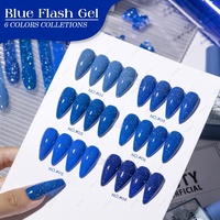 JTING 6 couleurs Gel Polish Bleu Flash Réfléchissant Collection de Gels Scintillants Super Brillants Gel Flash Fournisseur Professionnel de Produits pour Ongles