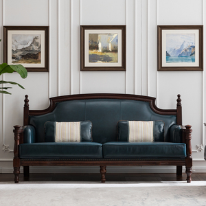 Distinguished Blue Three Seat for Solid Wood Living Room Furniture <b>Large</b> Apartment 2023 New Style YK-13B Three Seat Living Room - Product Image 2