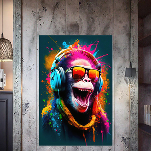 <span class=keywords><strong>Pop</strong></span> <span class=keywords><strong>Art</strong></span> Toile Décoration Murale Rue Animaux Graffiti Écouteur Portant <span class=keywords><strong>Singe</strong></span> Esthétique Décor À La Maison <span class=keywords><strong>Affiche</strong></span> <span class=keywords><strong>Art</strong></span> pour Hôtels - Product Image 3
