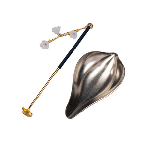 Handmade Pure <b>Titanium</b> Tea Scoop And Spoon Set Lotus Petal Design Tea Ceremony Accessories Dehua Origin - Product Image 3