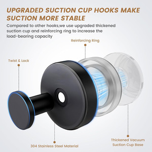 Gancio a ventosa adesivo resistente in acciaio inossidabile Quick Stick per cappotti, cappelli, accappatoi, <span class=keywords><strong>bagno</strong></span> e cucina in stile moderno minimalista - Product Image 3