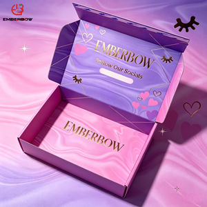 กล่องของขวัญพับได้ EBB แบบแข็ง กล่องกระดาษพิมพ์ลายตามสั่ง พร้อมหน้าต่างใส ปั๊มฟอยล์ทอง ปั๊มโลโก้ตามสั่ง กระดาษอาร์ต - Product Image 1
