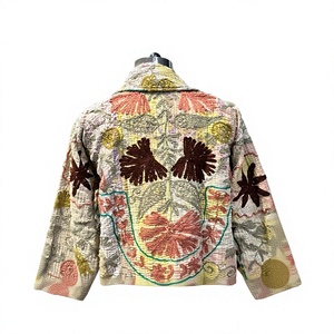 Kantha Embroidered Floral Spring Jacket Kantha Quilted <b>Coat</b> Indian Boho Vintage Hand-<b>Stitched</b> - Product Image 4