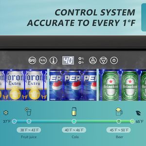 Euhomey 24 Inch Beverage <b>Refrigerator</b> Stainless Steel Built In Under Counter Cooler 180 Can Capacity - Product Image 4