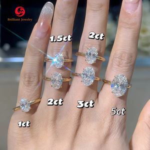 Vente en gros 5ct <span class=keywords><strong>Solitaire</strong></span> Ovale Moissanite <span class=keywords><strong>Bague</strong></span> Gra Certifié <span class=keywords><strong>Emeraude</strong></span> Poire Diamant Radiant Bagues de Fiançailles Moissanite - Product Image 3