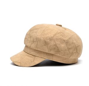 Casquettes de mode pour femmes automne-hiver 2024, casquettes de newsboy en cuir PU britannique, chapeau béret - Product Image 5